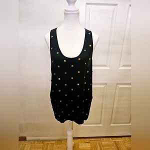 Perfect STELLA MCCARTNEY Silk Cotton Black Iridescent Beads Blouse Tank Top S